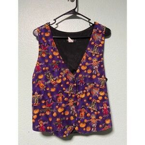 Vintage Women’s Scarecrow‎ Pumpkin Halloween Vest Large